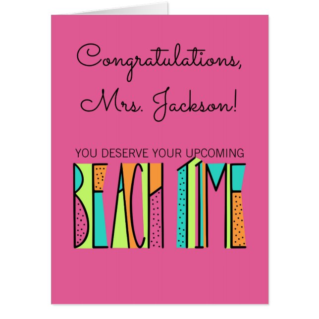 Congratulations for going on Beach Time Card (Front)
