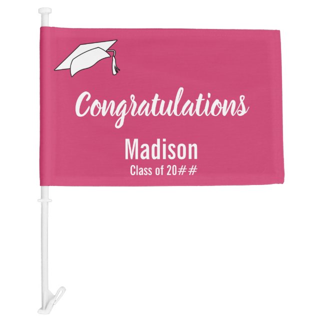 Congratulations for Graduate on Magenta Car Flag (Front)