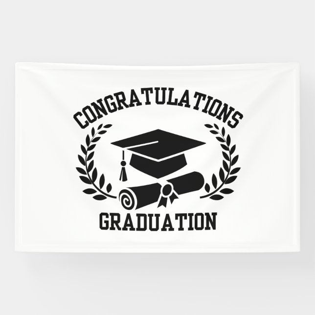 Congratulations For Graduation 4x6 Vinyl Banner (Horizontal)
