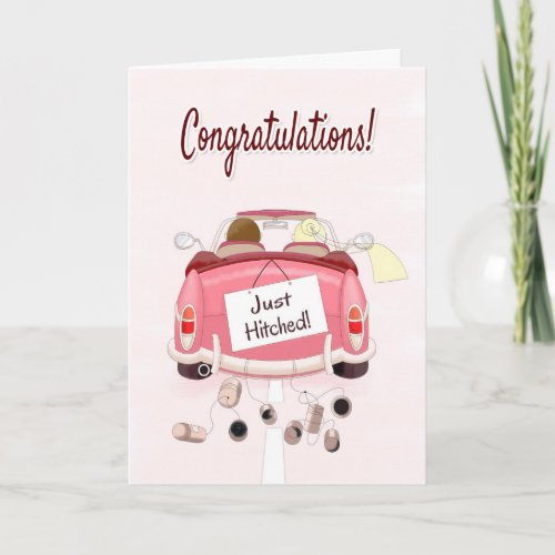 Congratulations for Wedding with Couple in Car Card