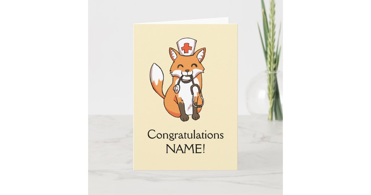 Congratulations Fox Congratulations Fox Nurse Personalised Template | Zazzle