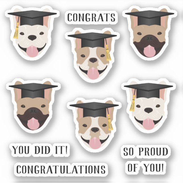 Congratulations French Bulldogs Sticker (Front)