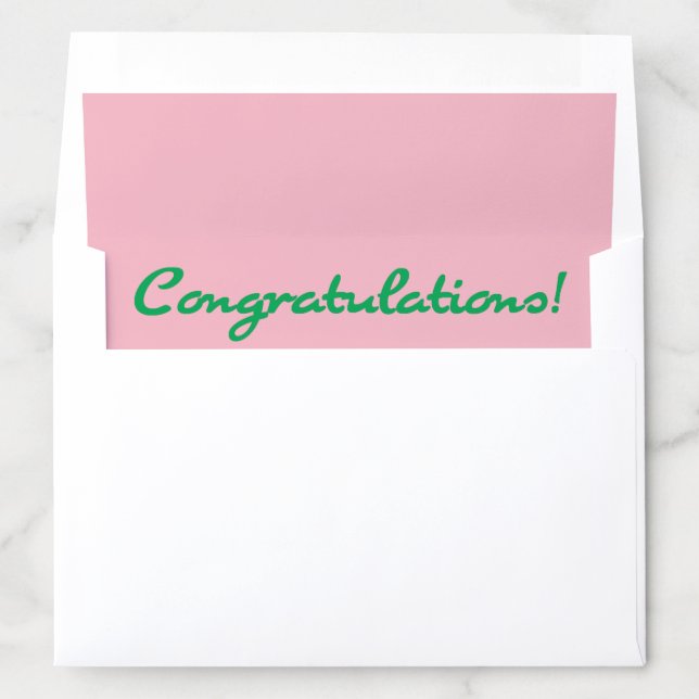 Congratulations Fun Casual Green Pink Preppy Envelope Liner (In Envelope)