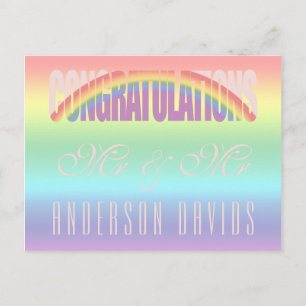 Congratulations Gay Couple Rainbow Flag Postcard