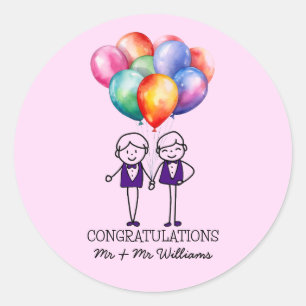 Congratulations Gay Wedding Classic Round Sticker
