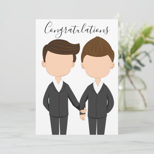 Congratulations Gay Wedding Two Men in Tuxedos Card
