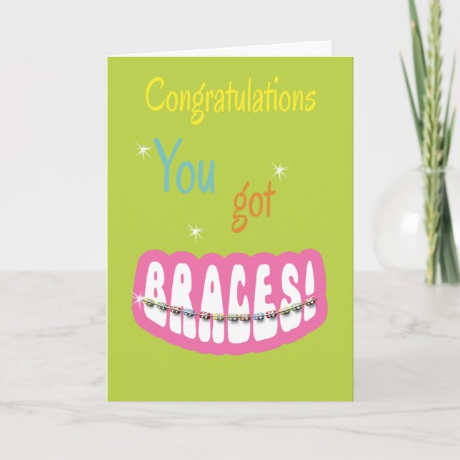 Congratulations Getting Braces - Braces Smile Girl Card (Front)