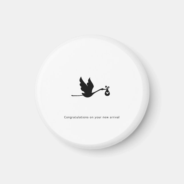 Congratulations gift, new arrival, stork, cute magnet (Front)