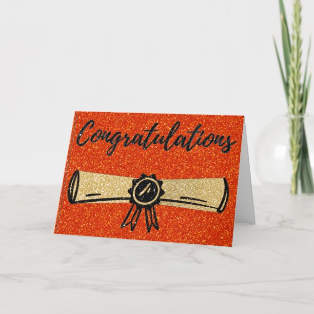 Congratulations Glitter Diploma Graduation Card (Front)
