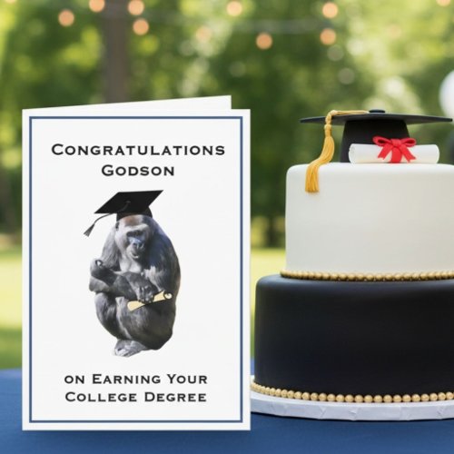 Congratulations Godson Degree Funny Gorilla Card