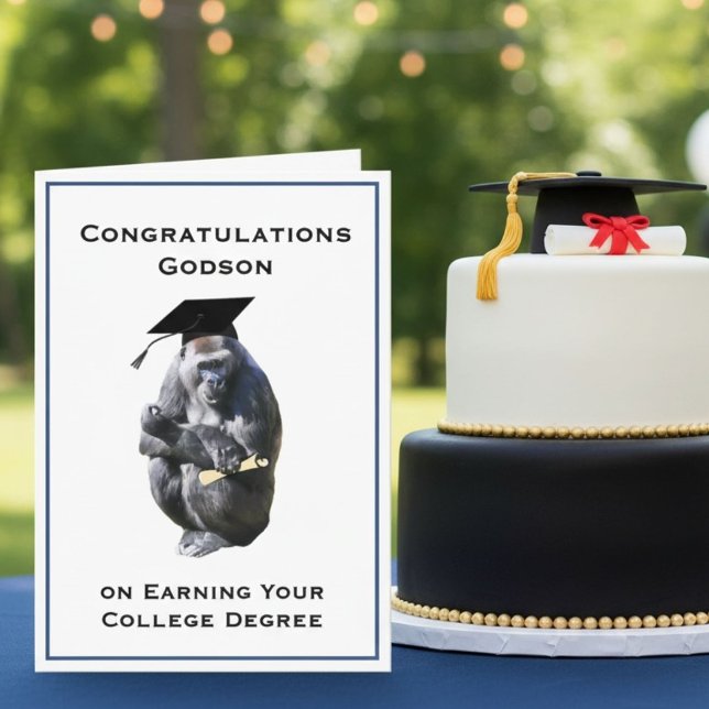Congratulations Godson Degree Funny Gorilla Card (Creator Uploaded)