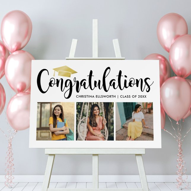 Congratulations Gold 3 Photo 2026 Graduation Foam Board (Creator Uploaded)
