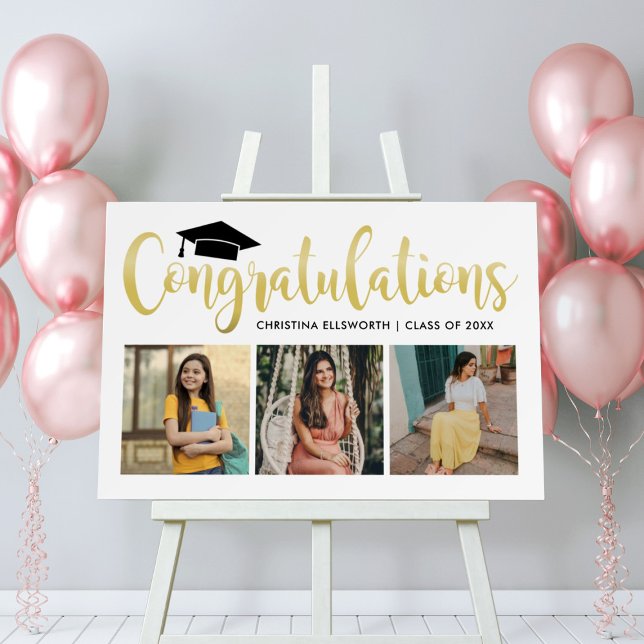 Congratulations Gold 3 Photo 2026 Graduation Foam Board (Creator Uploaded)