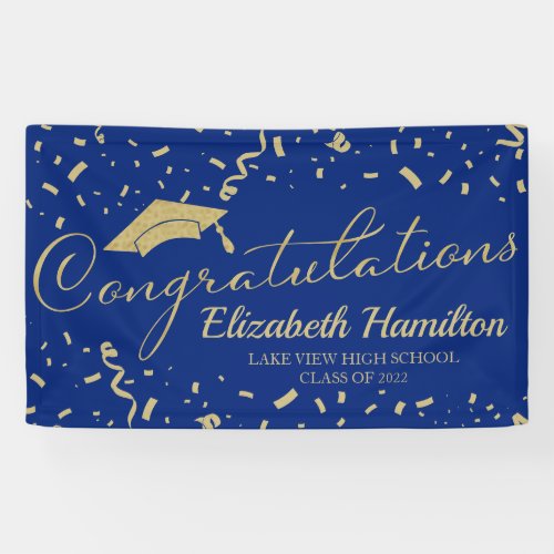 Congratulations Gold And Blue Graduation Banner