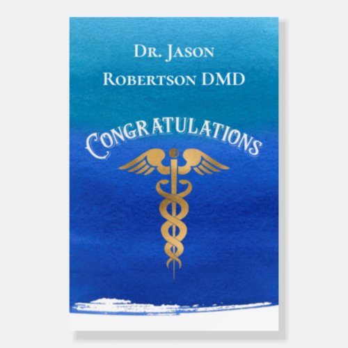 Congratulations Gold Caduceus Dentist Dental Foam Board