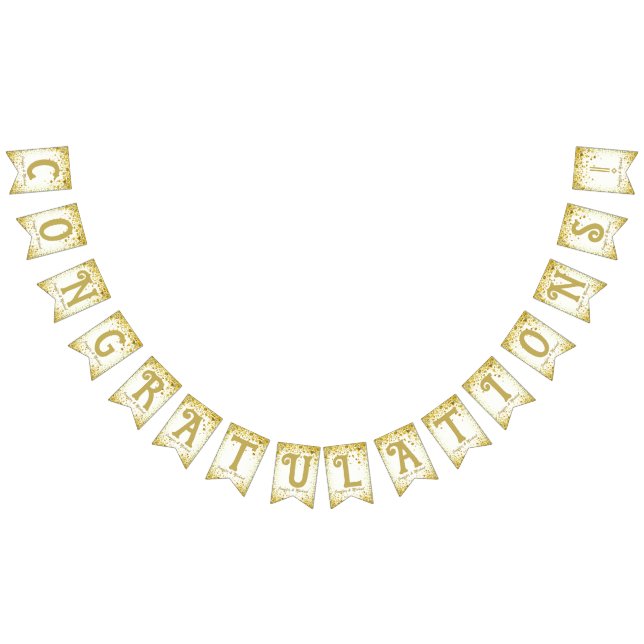 ☆CONGRATULATIONS☆ Gold Confetti Bunting Flags (All)