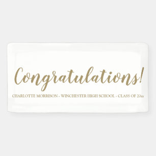 Congratulations gold custom script graduation banner