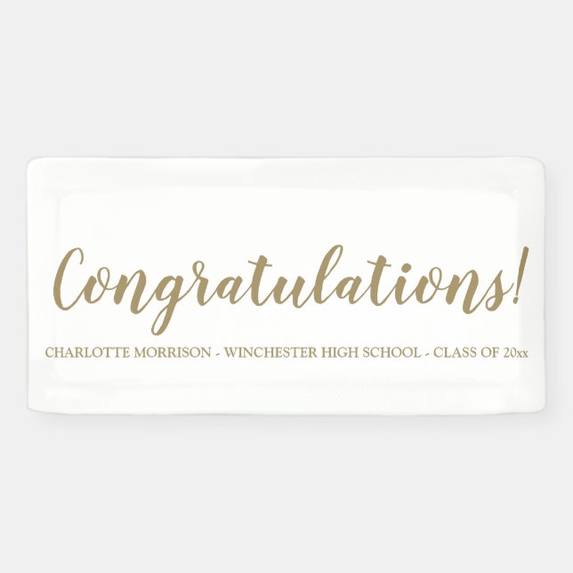 Congratulations gold custom script graduation banner (Horizontal)