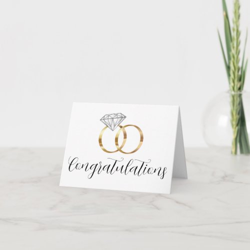 Congratulations Gold Diamond Wedding Rings Card