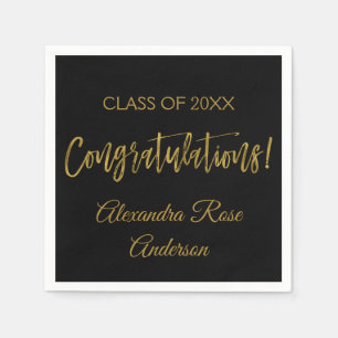Congratulations Gold Foil and Black Elegant Napkins