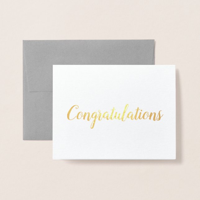 Congratulations Gold Foil Brush Brushstroke Card (Front With Envelope)
