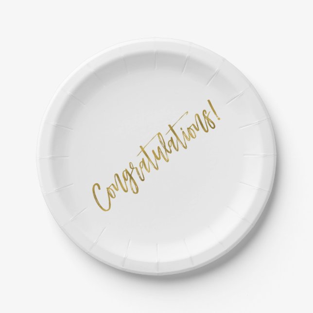 Congratulations Gold Foil Paper Plates (Front)