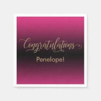 Congratulations Gold Glitter Hot Pink Black Ombre