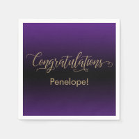 Congratulations Gold Glitter Purple & Black Ombre