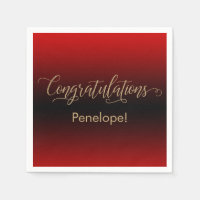 Congratulations Gold Glitter Red and Black Ombre