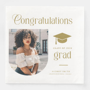 Congratulations Gold Grad Photo Graduation Arch Paper Dinner Napkins