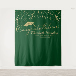 Congratulations Gold Green Graduation Backdrop