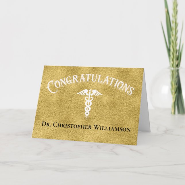 Congratulations Gold Medical Doctor Graduate Card (Front)