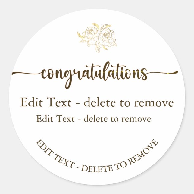 Congratulations Gold Sticker (Front)