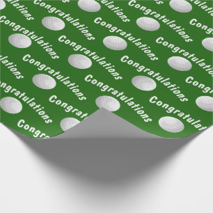 Congratulations golf balls on green wrapping paper