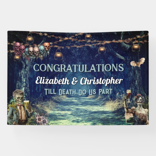 Congratulations Gothic Halloween Wedding Banner (Horizontal)