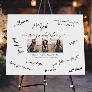 Congratulations Grad 3 Photo Signature Horizontal Foam Board