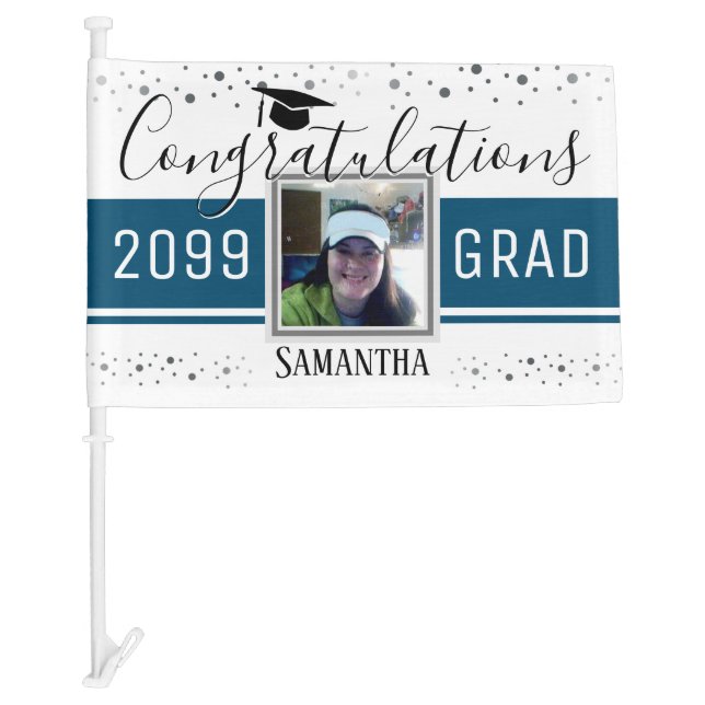 Congratulations Grad Any Year Confetti Car Flag (Front)