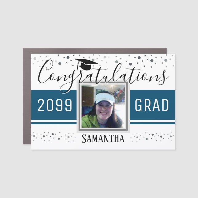 Congratulations Grad Any Year Confetti Car Magnet (Front)