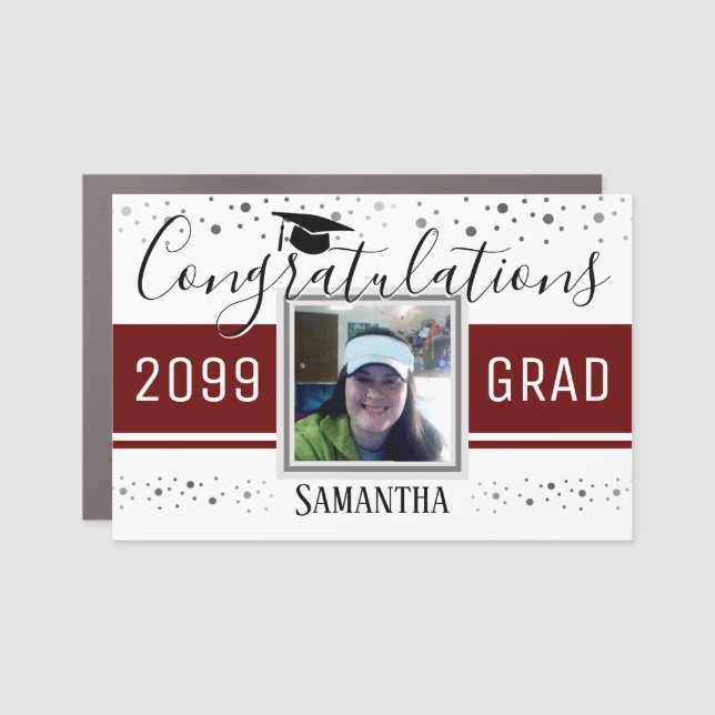 Congratulations Grad Any Year Confetti Car Magnet (Front)