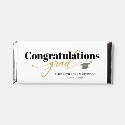 Congratulations Grad Black and Gold Script Hershey Bar Favors
