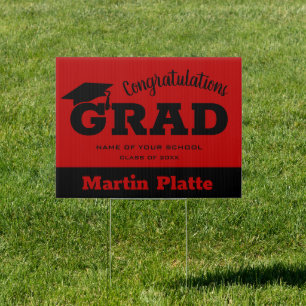 Congratulations Grad Black and Scarlet  Sign
