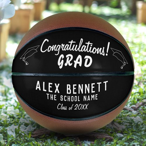 Congratulations Grad Black and White Graduation Ba Basketball