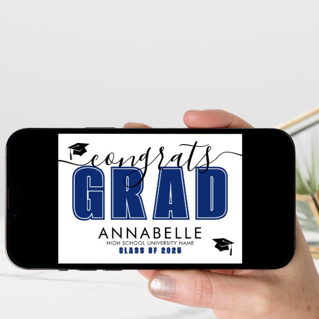 Congratulations Grad Blue Graduation Card (Front Digital)