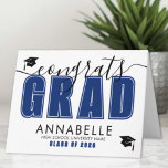 Congratulations Grad Blue Graduation Card<br><div class="desc">Congrats Grad Bold Elegant Black and White Graduation Card. Celebrate this special milestone with a stylish and timeless graduation card. The front features “Congrats Grad” in a bold mix of blue and black typography, combining elegant script with strong lettering for a striking, celebratory look. Below, there’s space to personalize the...</div>