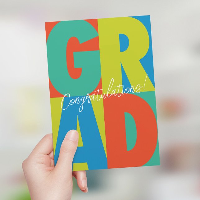 Congratulations grad bold colorful graduation card (Creator Uploaded)
