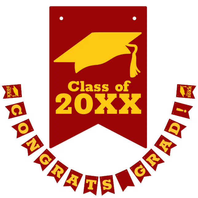 Congratulations Grad Cardinal and Gold Bunting Flags | Zazzle