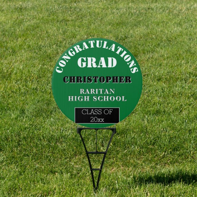 Congratulations Grad Class of Year Green White Sign (Insitu)