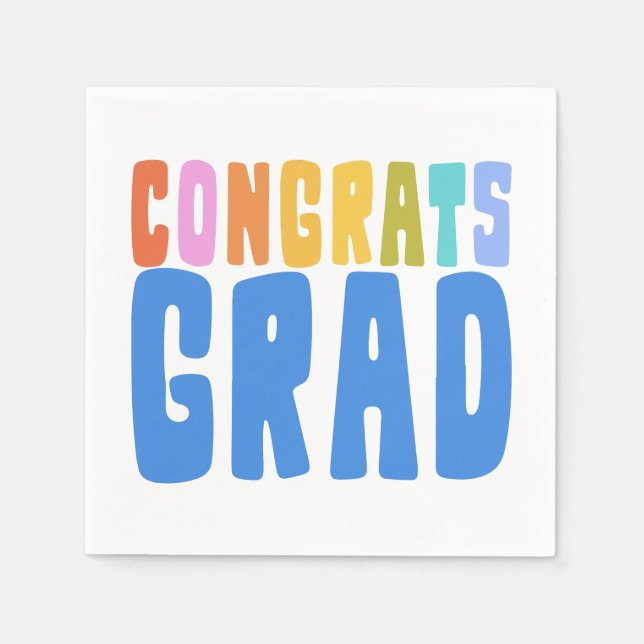 Congratulations Grad Cute Colorful Graduation Napkins (Front)