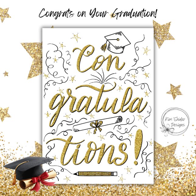 Congratulations Grad Gold Glitter Script Card (Creator Uploaded)