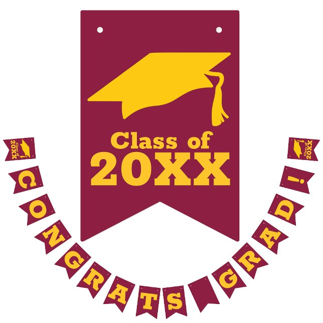 Congratulations Grad Gold on Maroon  Bunting Flags (Creator Uploaded)